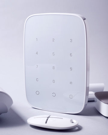 Smart House security system gadgets. Motion sensor, panic button, and alarm dinamic.の写真素材