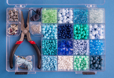 Set of colorful beads and accessories for making Jewelry bracelets of beads and necklaces. DIY...