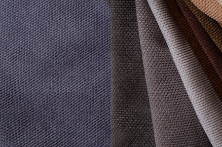 Light Set Sail Champagne and chocolate colors velour textile samples. Fabric texture backgroundの写真素材