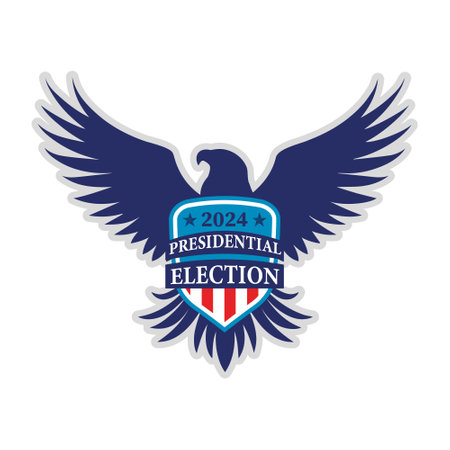 Presidential Election Campaign Sticker with American Eagle silhouette on a white background. November 5 is the Vote Day of the US Election 2024.のイラスト素材