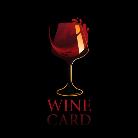 Wine Glass Logo With Wine Splashes against black Background. Good for Wine Bar or Cocktail Bar Menu.のイラスト素材