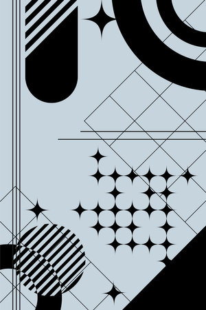 Abstract Aesthetic Banner Template with Geometric Forms. Minimalistic poster with basic shapes and trendy graphic elements.のイラスト素材