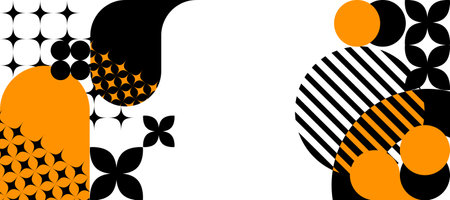 Abstract Aesthetic Banner with Geometric Forms. Minimalistic poster with basic shapes and trendy graphic elements.のイラスト素材