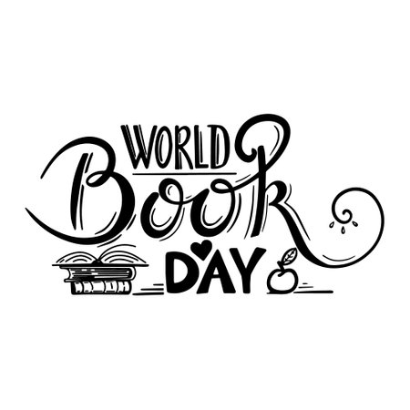 World Book Day Vector Illustration. Hand Drawn Lettering to International Book Festival.のイラスト素材