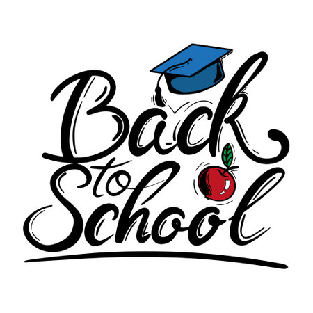 Back to School Hand Written Lettering. School Season Market Sale Poster Concept.のイラスト素材