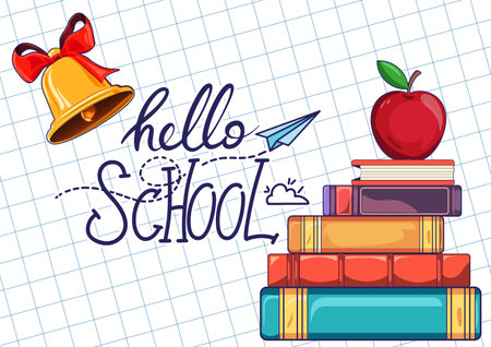 Back to School Hand Written Lettering. School Season Market Sale Poster Concept.のイラスト素材