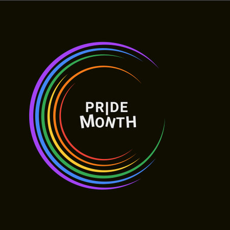 Pride design concept. LGBT Abstract background with Symbols and geometric forms in rainbow colors against black background. Rainbow community poster background for LGBT History Month.のイラスト素材