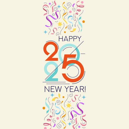 Creative Design to 2025 Happy New Year Celebration Concept, Banner with a Variety of colorful...