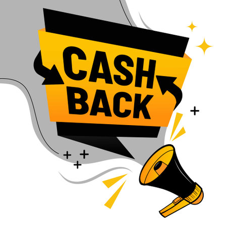 Cashback Promotion Banner with Megaphone and Bold Typographyのイラスト素材