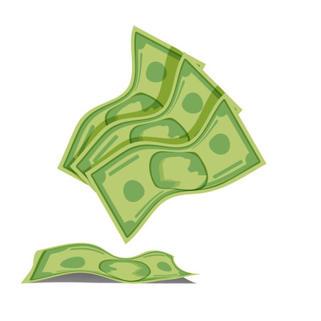 Dollar bills isolated on white background. Vector illustration of crumpled dollars.のイラスト素材