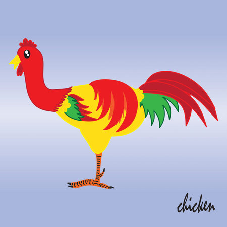 Chicken in the shape of a cute, bright and colorful.のイラスト素材