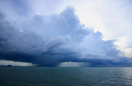 raining in the sea at samui island thailandの写真素材