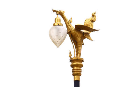 golden swan post lamp on isolate backgroundの写真素材