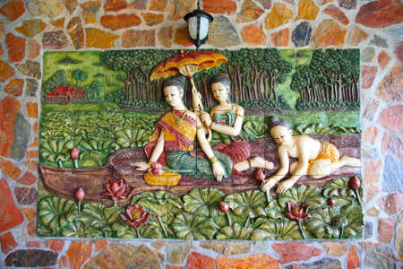 women in traditional Thai style molding artのeditorial素材