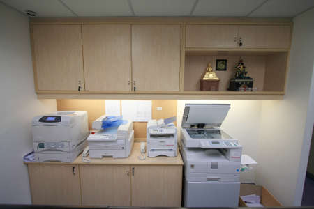 office interior with printer, fax and photocopierの写真素材