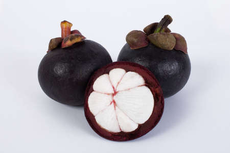 mangosteen on white backgroundの写真素材