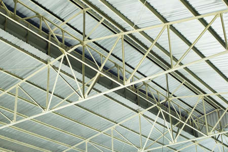 metal roof structure of warehouseの写真素材