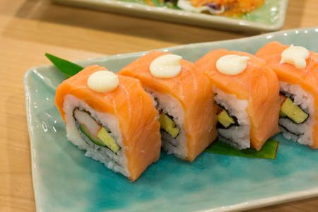 sushi with salmonの写真素材
