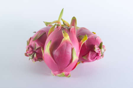 closeup dragon fruit on white backgroundの写真素材