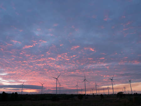wind turbine power generator at sunsetの写真素材