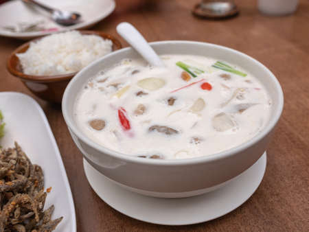 coconut milk soup with chickenの写真素材