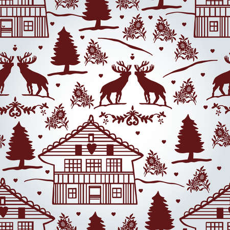 Cute pattern with Tyrolean motifsのイラスト素材