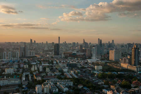 Sky view of Bangkok with skyscrapers in the business district in Bangkok, Thailand Suitable for making background imagesの写真素材