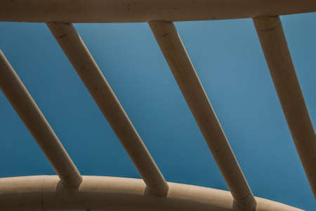 The pillar structure of the walkway connecting the BTS skytrain routeの写真素材