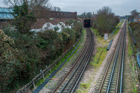 Train route in Chiswick, Londonの写真素材