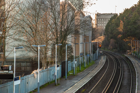 Train route in Kew Bridge Station, London