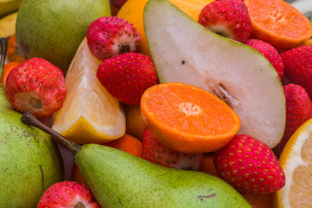 Fresh fruits background.Healthy eating, dieting concept, clean eating.の写真素材