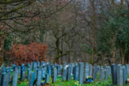tombstones at the Old Cemetery blurred background.