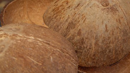 Textured background of brown coconuts shell