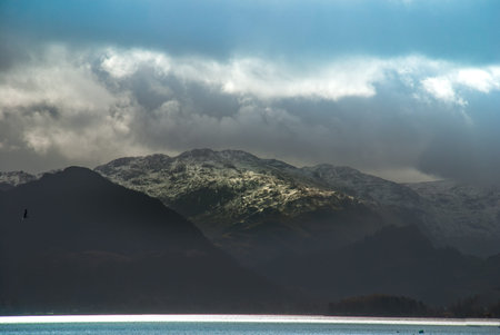 Derwent Waterand and Skiddaw mountain in background, Lake District National Park, Cumbria, England.