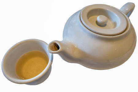 a cup of tea isolated on white background. Free space for your text.の写真素材