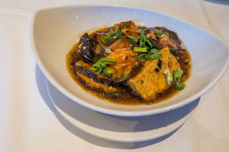 Deep Fried Tofu with Gravy Sauce, food in Chinese Style.の写真素材