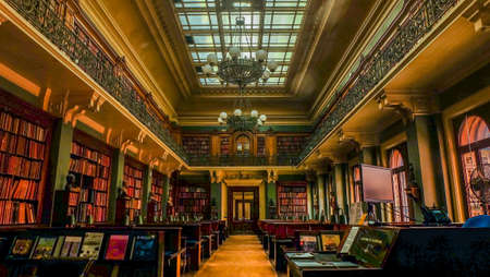 LONDON UK - Apr 21, 2019 - Victoria and Albert Museum hall. V&A Museum is the world's largest museum of decorative and design arts in South Kensington, London, England, United Kingdom.のeditorial素材