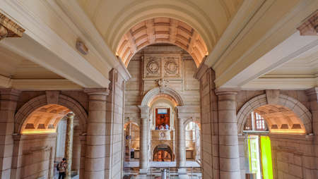 LONDON UK - Apr 21, 2019 - Interior the beautiful architecture of the Albert and Victoria Museum in South Kensington, London, England, United Kingdom.のeditorial素材