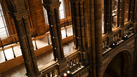 LONDON UK - Apr 21, 2019 - Interior architecture and decoration of The Natural History Museum, the UK's centre of excellence collections in taxonomy and specimens biodiversity in South Kensington, London, England, United Kingdom.のeditorial素材