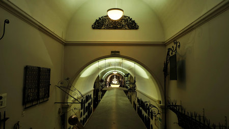LONDON UK - Apr 21, 2019 - Victoria and Albert Museum hall. V&A Museum is the world's largest museum...