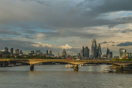 London skyscrapers along the River Thames make the city a modern style.の写真素材