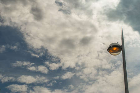 Street lamp With blue sky and white cloud. Suitable for making background images.の写真素材