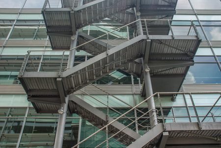 Staircase and windows of morden office building. Contemporary corporate business architecture.