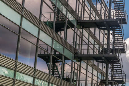 London 6 Jun 62 - Staircase and windows of morden office building. Contemporary corporate business architecture.のeditorial素材