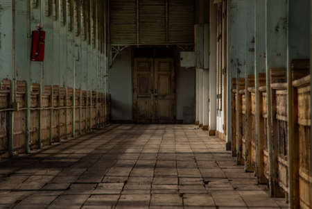 Nonthaburi, Thailand - JUL 21,2019 :  Interior of  old city hall, European style building. The vintage white wooden house was left to deteriorate over time, Once be Former city hall, Established on 1548, is tranformed to be the museum of Nonthaburi in 200のeditorial素材