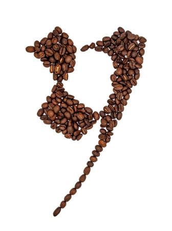 Coffee seeds font, English alphabet of Coffee seeds isolated on white background, Letter Y symbol made from Coffee seeds.の写真素材