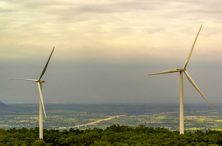 Nakhonratchasima,  thailand -14 Nov, 2019 : Lamtakhong Wind Turbine Generators on mountain at Lamtakong dam(Khao Yai Thiang).のeditorial素材