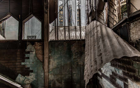 Details of an old building, a close-up of an abandoned construction, Destroyed building.の写真素材