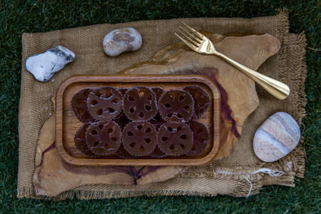 Bael Fruit Jelly is delicious, Dessert is heal everything when you feel blues, Thai dessert, view from above.の写真素材