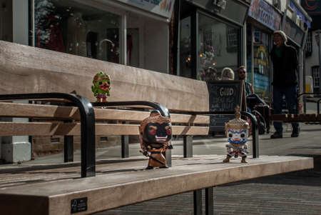 London England - Jan 13, 2019 : Ravana, Giantess and Hanuman Happy traveller visiting in England. Traveller doll.のeditorial素材